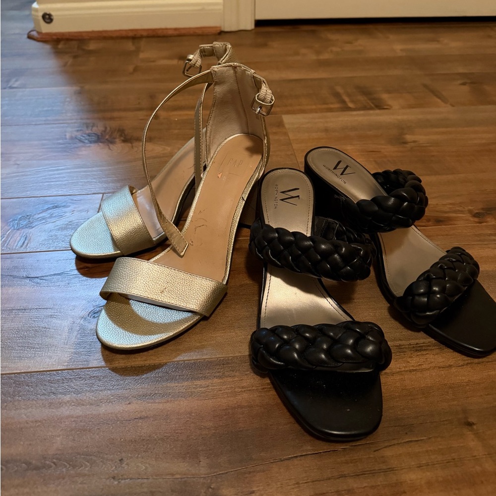 GAP Black and Gold Heeled Sandals